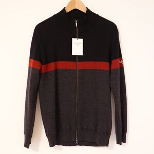 NWT Phil Petter Alpin Men's 100% Wool Zip-Up Cardigan Sweater Medium Black
